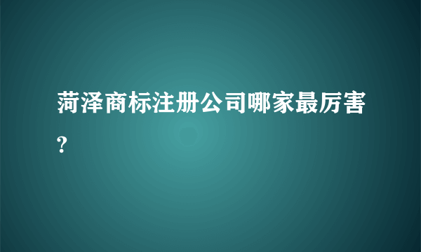 菏泽商标注册公司哪家最厉害?