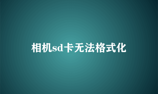 相机sd卡无法格式化