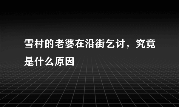 雪村的老婆在沿街乞讨，究竟是什么原因