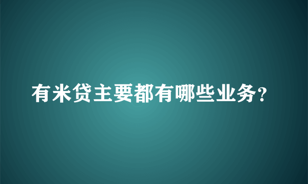 有米贷主要都有哪些业务？