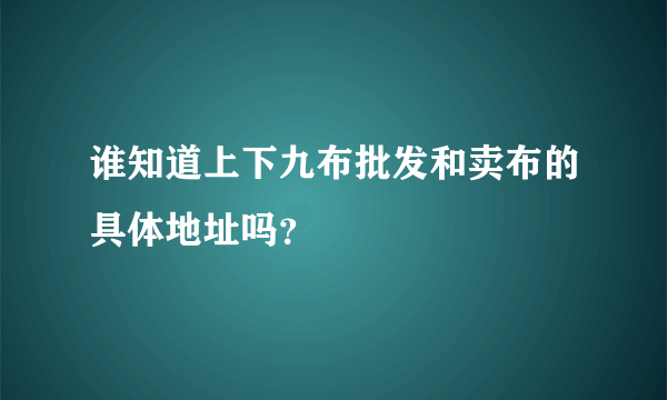 谁知道上下九布批发和卖布的具体地址吗？