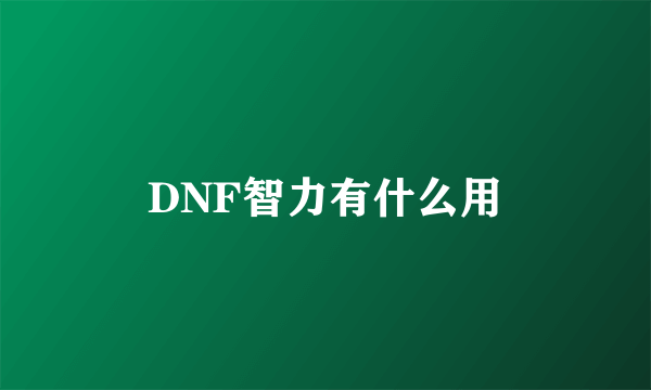 DNF智力有什么用