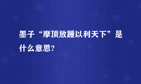 墨子“摩顶放踵以利天下”是什么意思?