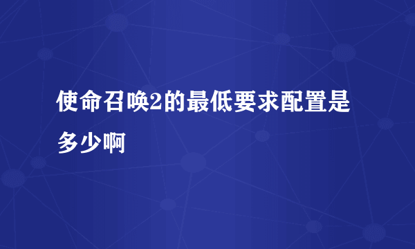 使命召唤2的最低要求配置是多少啊