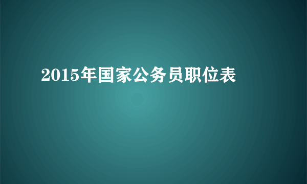 2015年国家公务员职位表