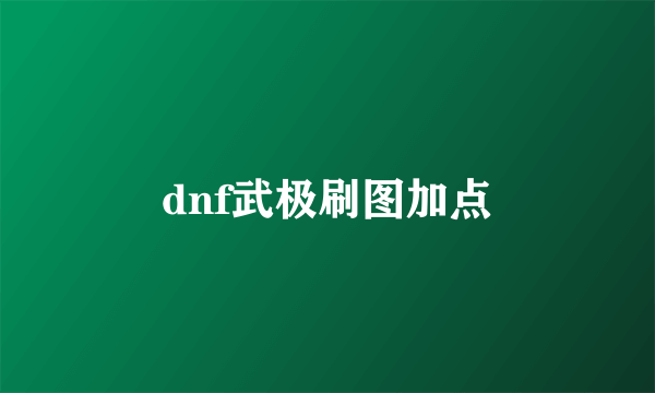 dnf武极刷图加点