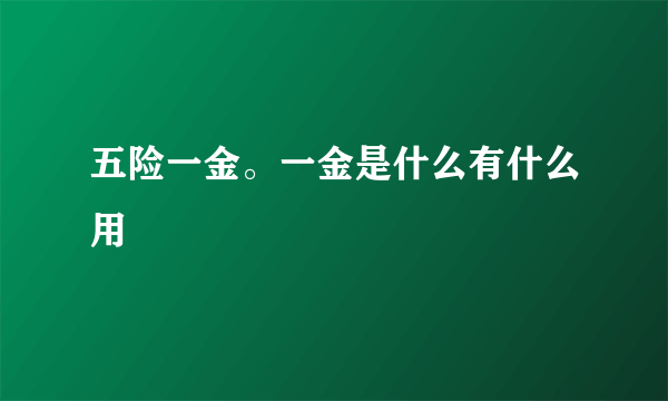 五险一金。一金是什么有什么用