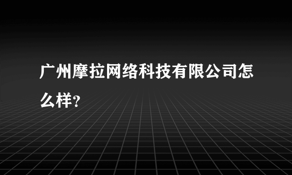 广州摩拉网络科技有限公司怎么样？