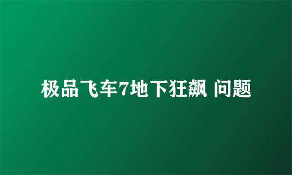 极品飞车7地下狂飙 问题