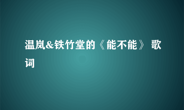 温岚&铁竹堂的《能不能》 歌词