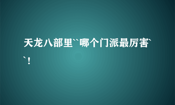 天龙八部里``哪个门派最厉害``！