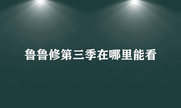 鲁鲁修第三季在哪里能看