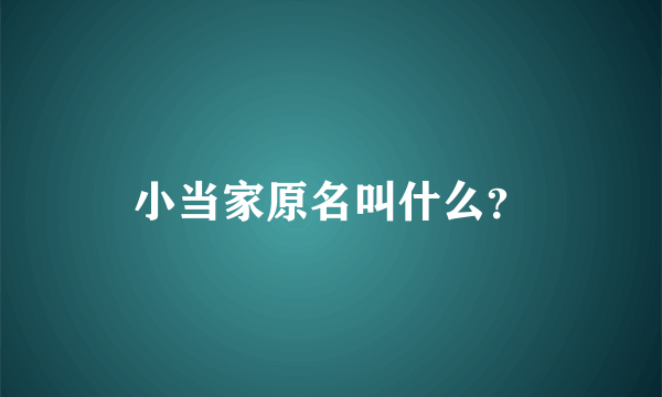 小当家原名叫什么？