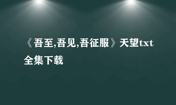 《吾至,吾见,吾征服》天望txt全集下载