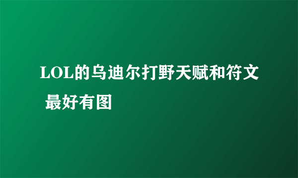 LOL的乌迪尔打野天赋和符文 最好有图