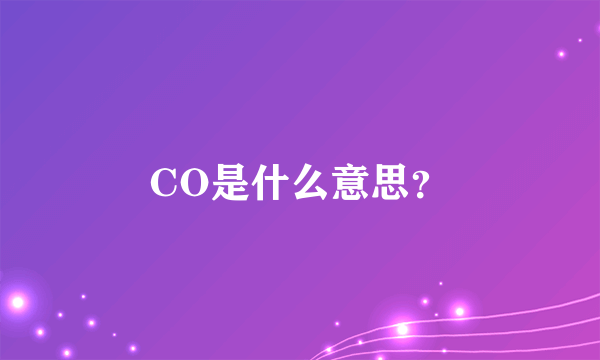 CO是什么意思？