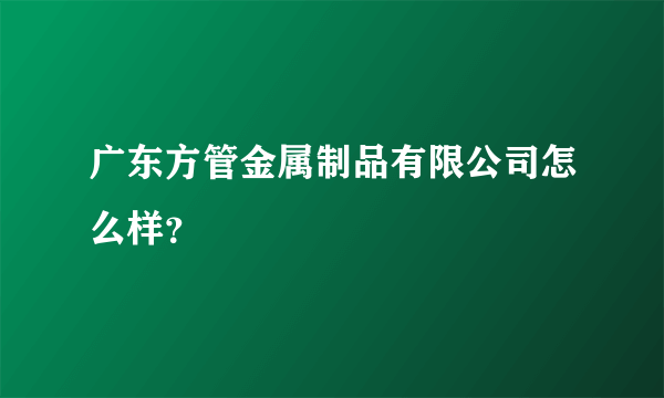 广东方管金属制品有限公司怎么样？