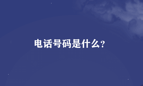 电话号码是什么？