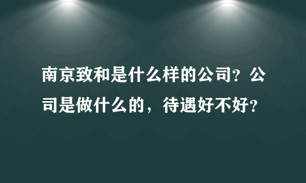 南京致和是什么样的公司？公司是做什么的，待遇好不好？