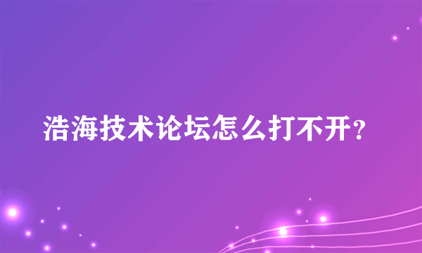 浩海技术论坛怎么打不开？