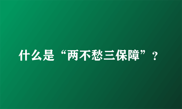 什么是“两不愁三保障”？