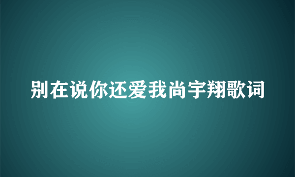 别在说你还爱我尚宇翔歌词