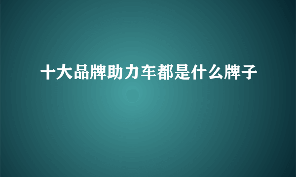 十大品牌助力车都是什么牌子