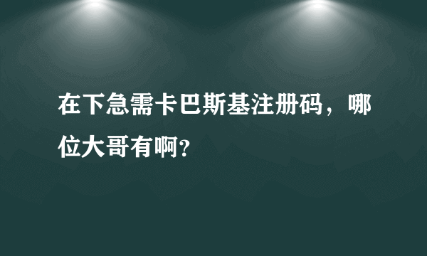 在下急需卡巴斯基注册码，哪位大哥有啊？