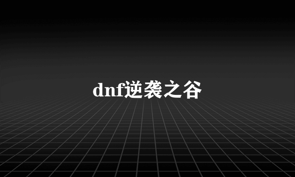 dnf逆袭之谷