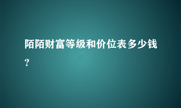 陌陌财富等级和价位表多少钱？