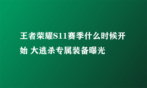 王者荣耀S11赛季什么时候开始 大逃杀专属装备曝光