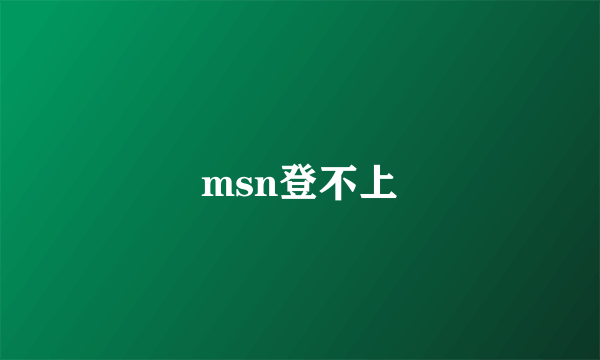 msn登不上