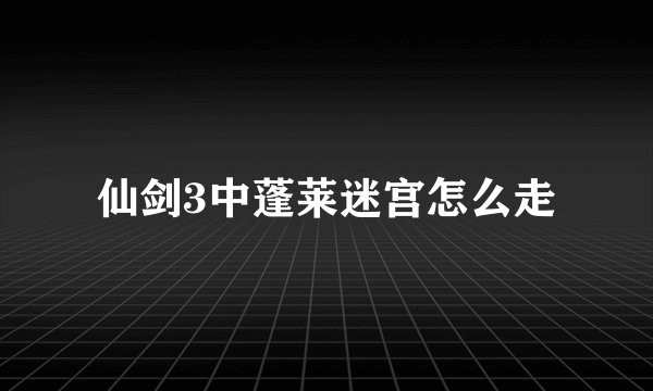 仙剑3中蓬莱迷宫怎么走