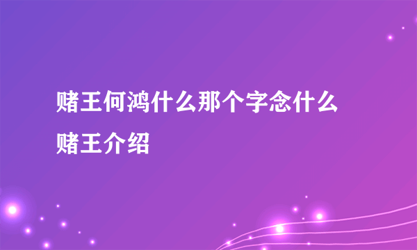 赌王何鸿什么那个字念什么 赌王介绍