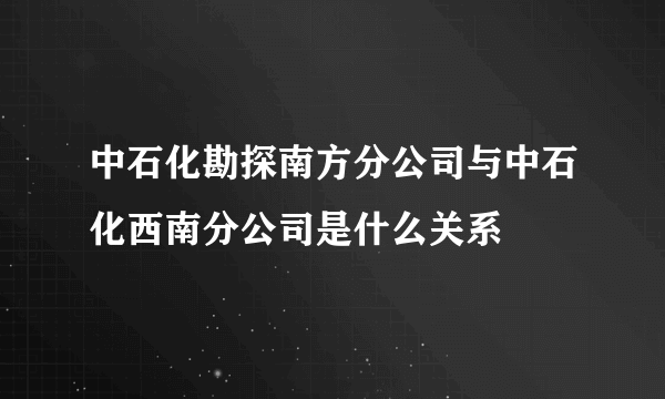 中石化勘探南方分公司与中石化西南分公司是什么关系