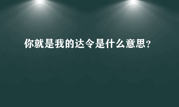 你就是我的达令是什么意思？