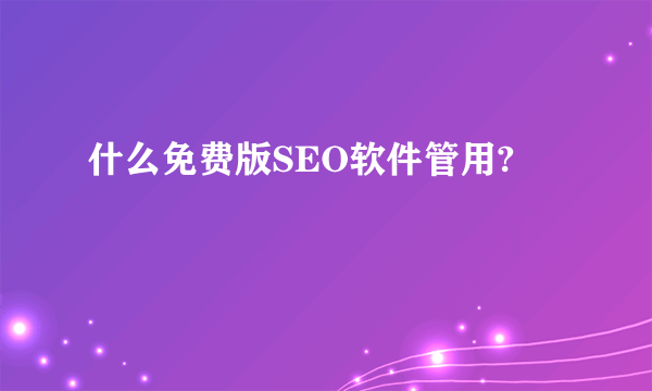 什么免费版SEO软件管用?