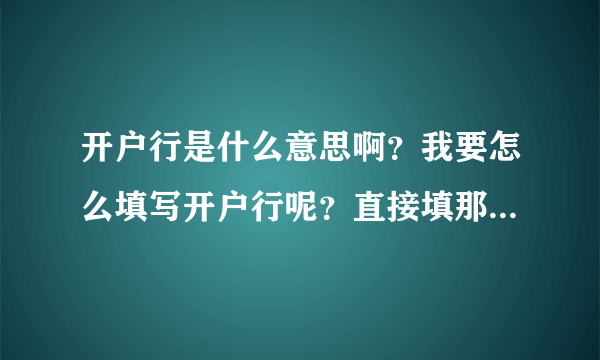 开户行是什么意思啊？我要怎么填写开户行呢？直接填那个银行的名字嘛？