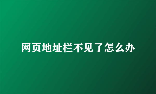 网页地址栏不见了怎么办