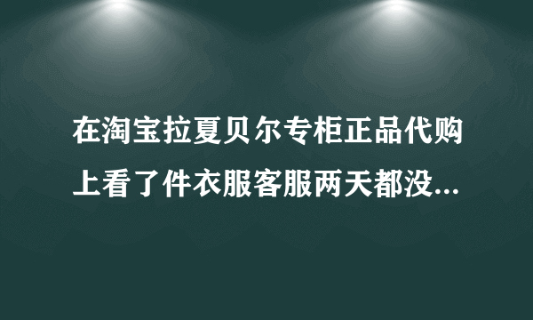 在淘宝拉夏贝尔专柜正品代购上看了件衣服客服两天都没回消息！看到这两天很多人买！自己又不敢拍！怕拍了