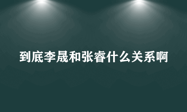 到底李晟和张睿什么关系啊