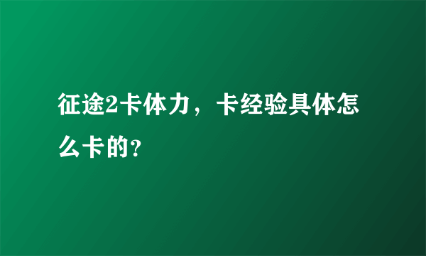 征途2卡体力，卡经验具体怎么卡的？