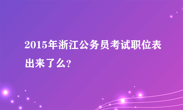 2015年浙江公务员考试职位表出来了么？