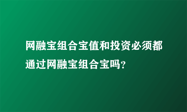 网融宝组合宝值和投资必须都通过网融宝组合宝吗？