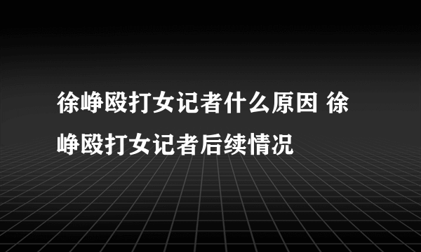 徐峥殴打女记者什么原因 徐峥殴打女记者后续情况