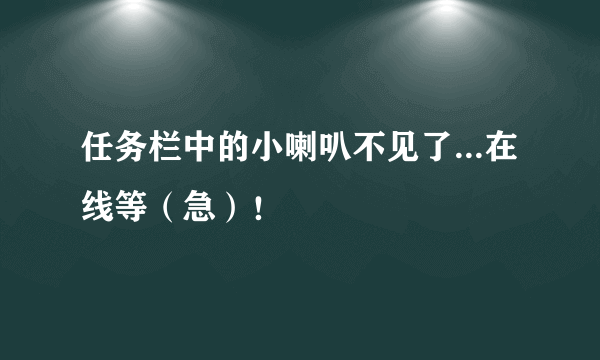 任务栏中的小喇叭不见了...在线等（急）！