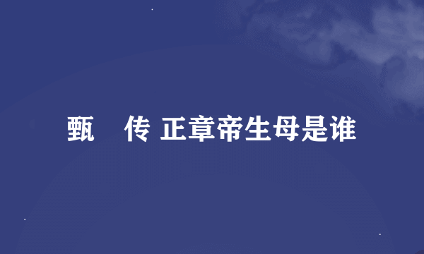 甄嬛传 正章帝生母是谁