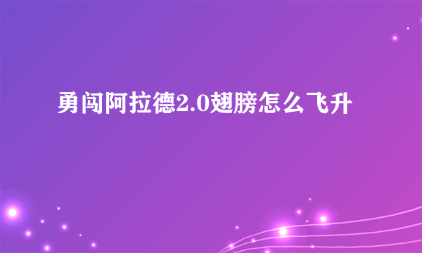 勇闯阿拉德2.0翅膀怎么飞升