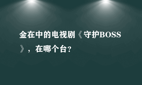 金在中的电视剧《守护BOSS》，在哪个台？