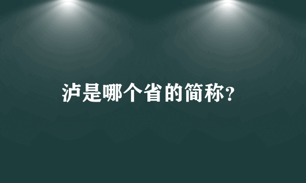 泸是哪个省的简称？